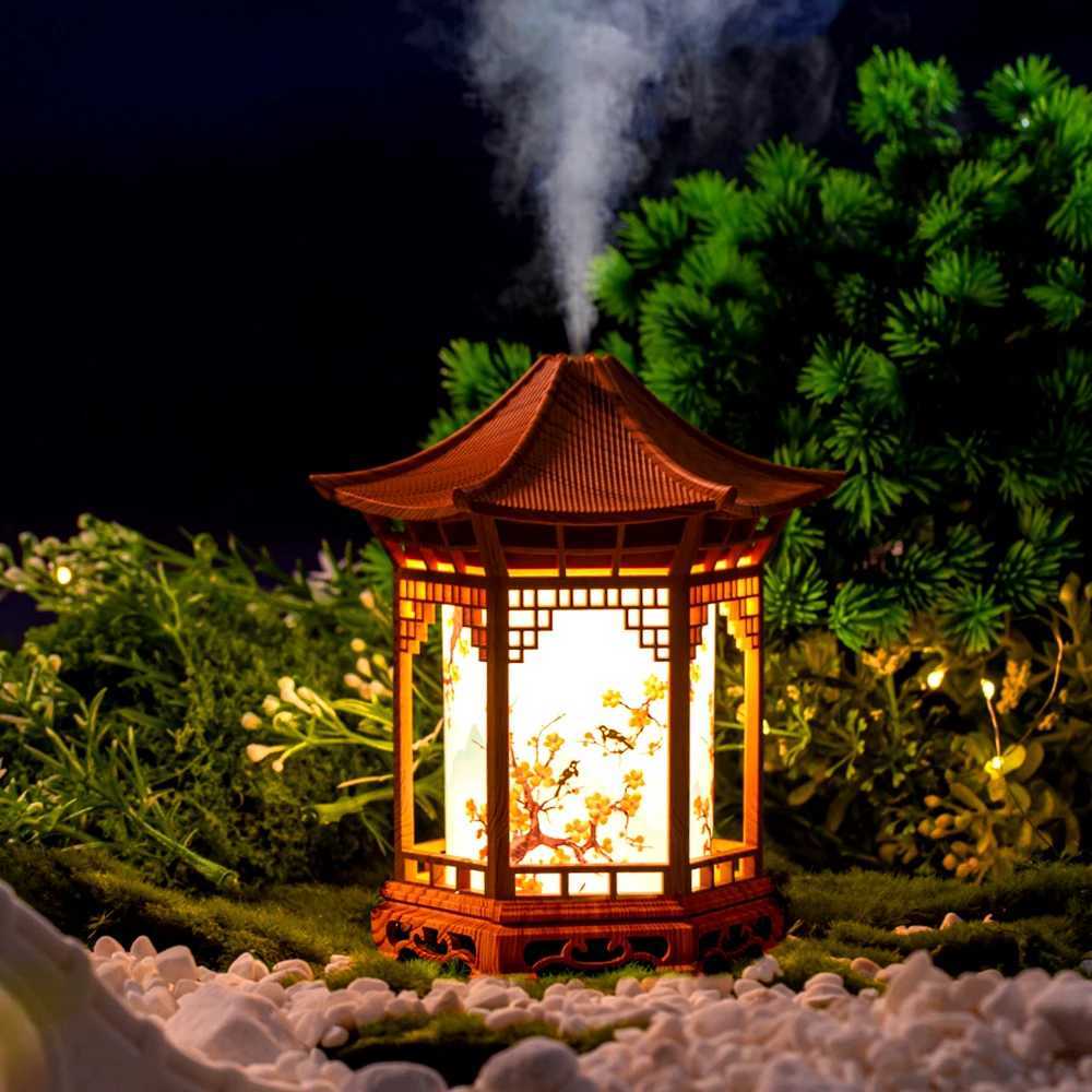 Pavilion humidifier Chinese style element unique decoration atmosphere night light delicate spray to imp the air C251204