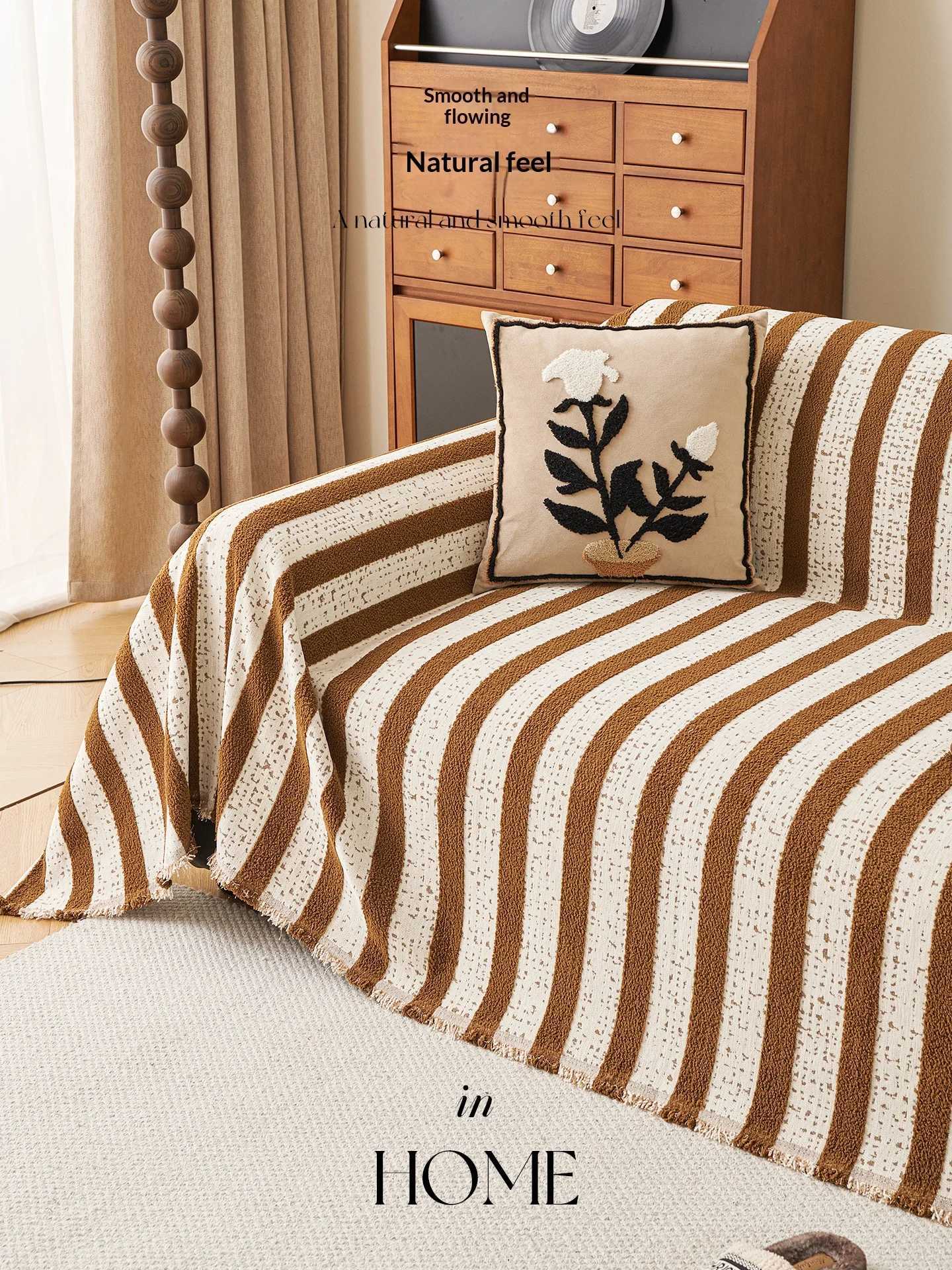 Classic Stripe Sofa Cover Multi Color Chenille Full Cover Cat Proof Non Slip for L Shape 2/3/4 Seater M251204 - view 4