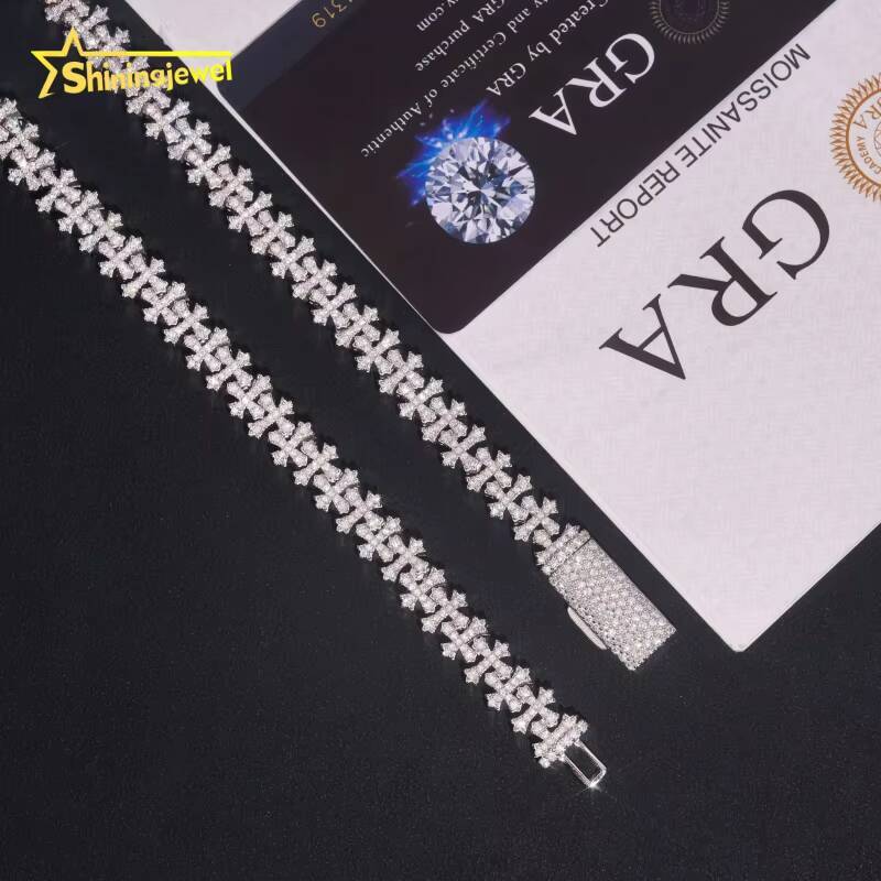Wholesale Price Fine Jewelry Fashion Hot Selling 925 Sterling Silver Hip Hop 8mm Iced Out Infinity Cross Necklaces Bracelet