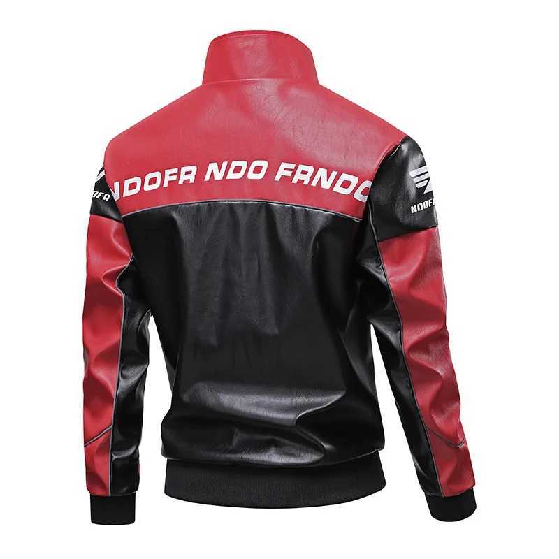 2024 new motorcycle leather jacket mens leather jacket mens coat contrasting racing suit jacket mens Hong Kong trend branT251204