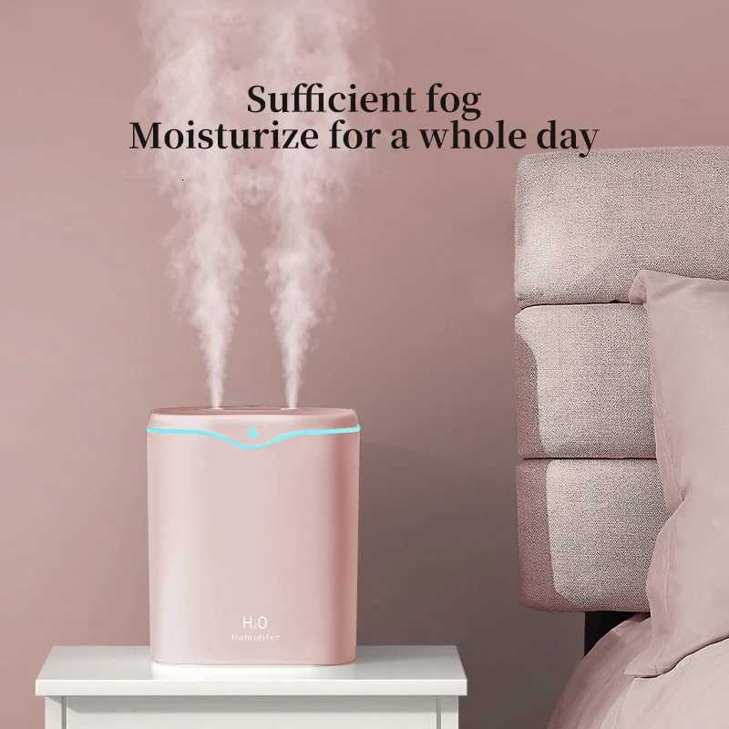 2L Large Capacity USB Humidifier Single Spray/Double Spray He/Off Humidifier Spray Night Light Mute C251204