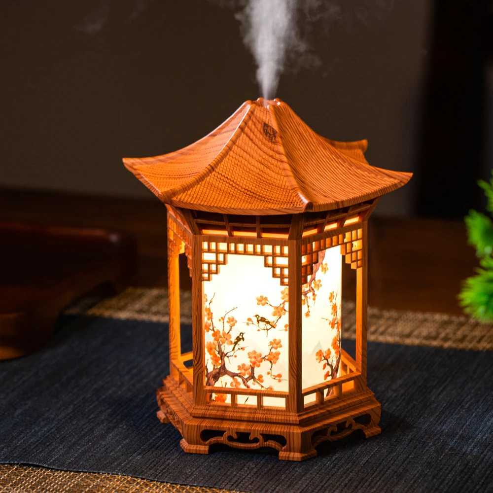 Pavilion humidifier Chinese style element unique decoration atmosphere night light delicate spray to imp the air C251204