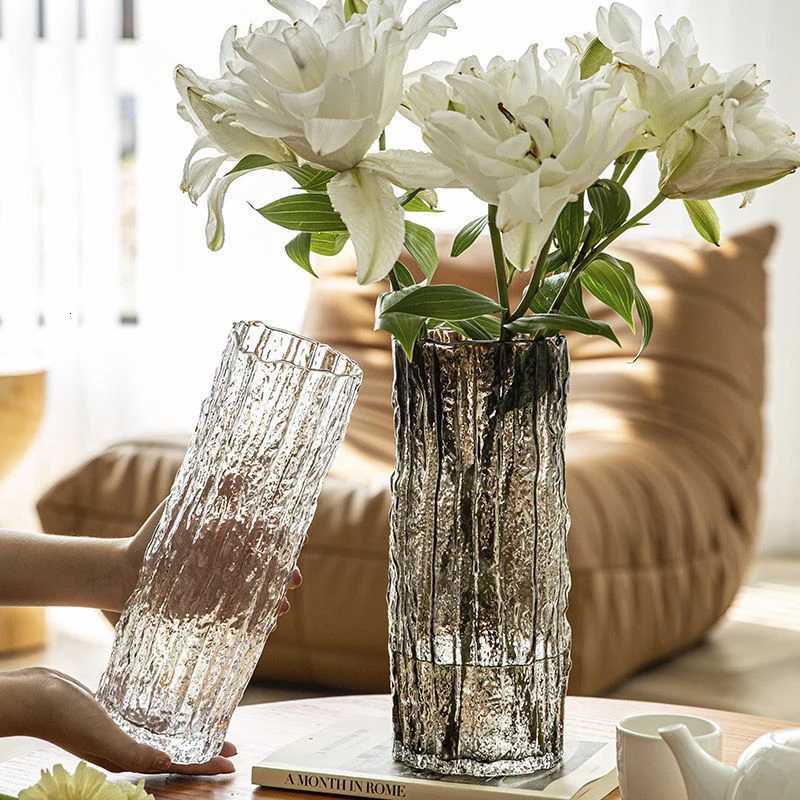 Vase Glacier Vase Transparent Flower Arrangement Rose Flower Living Ro Dining Table Decoration Bottle Nordic Minimalist H251204