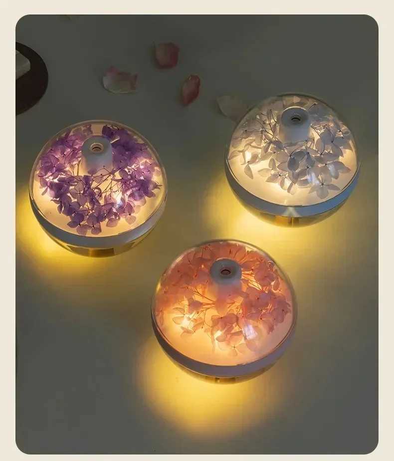 270ML Air Humidifier USB Rechargeable 800mAh He Hydration Humidifier Colour LED Light Mist Maker Flower Humidificador C251204