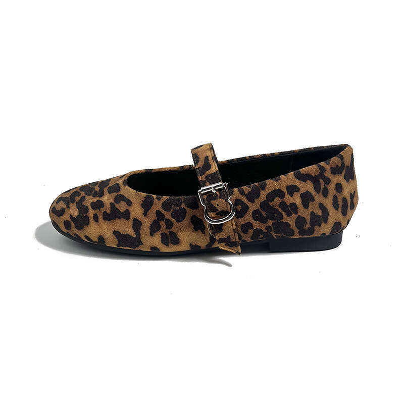 35-43 Plus Size 2025 Leopard Print Mary Jane Designer Shoe One-Strap Round Toe Flat Shoes Sole Soft Surface