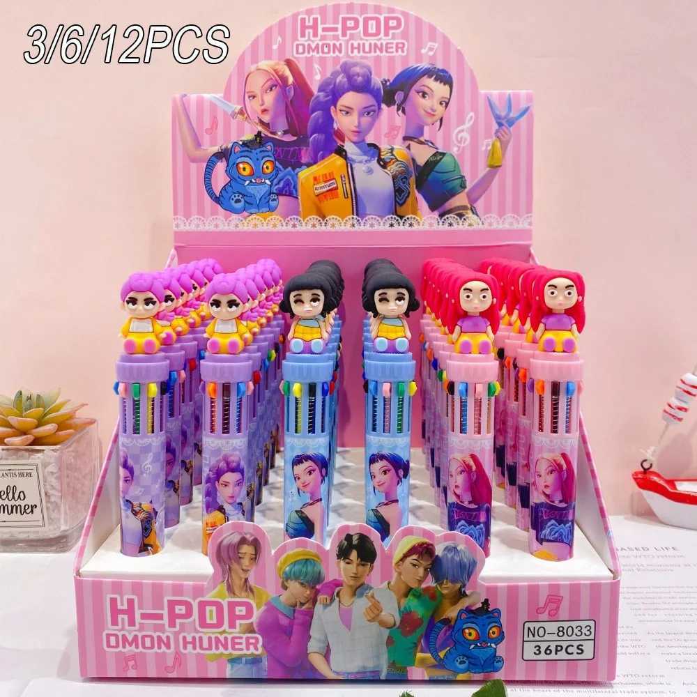 1/3/12PCS 10Colors Kpop Demon Hunters Ballpoint Pens Rumi Zoey Pen for Students Classroom School Supplies Party Favors Giftsn Z251204