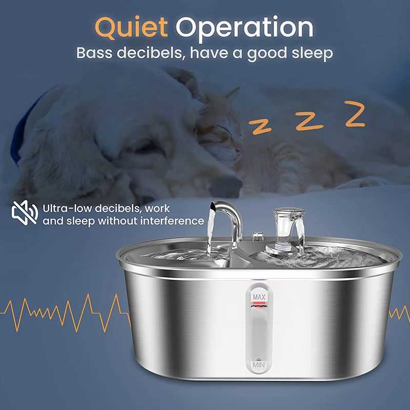 3L Large Capacity Cat Water Feeder Double Bowl Stainless Steel Smart Feeding Drinking Water Bowl Dog Fountain Water Dispenser M251204