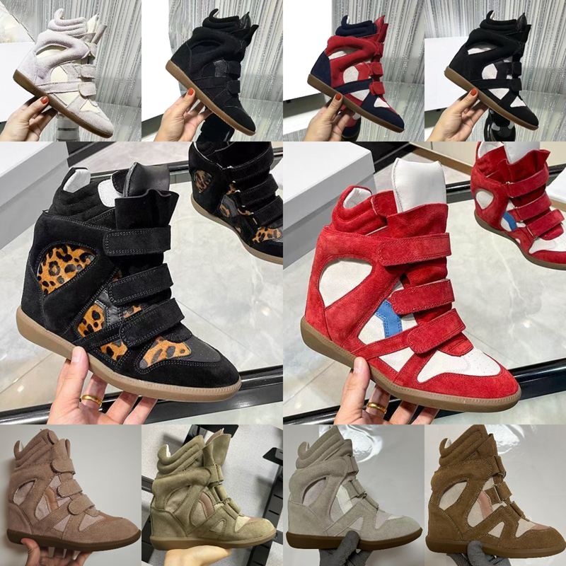 size 35-42 deisgner Brand Hot Sale-Black Genuine Leather winter boots Bekett Leather-Trimmed Suede Wedge Sneakers Fashion Show New Shoes