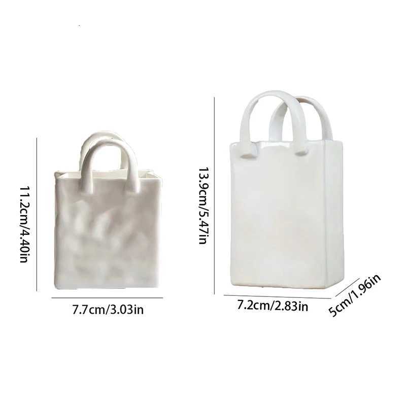 Handbag Shape Vase Modern Decorative White Vase He Decoration Dried Flower Arrangement Table Decoration H251204