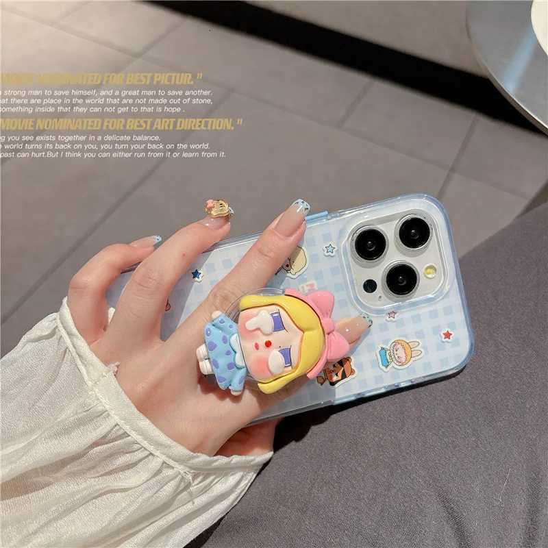 Korean Cute e Plaid Pattern Magnetic Phone Case For iPhone 16 Pro 15 14 Pro Max 15Pro Back Cover with Holder Cases H251203