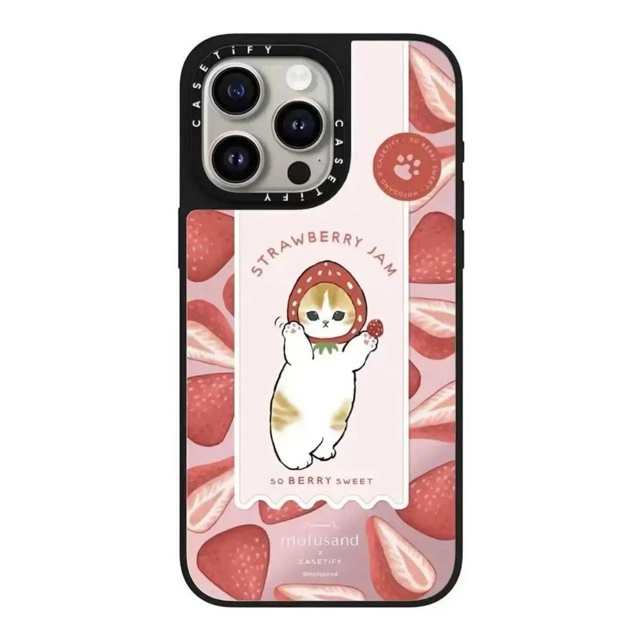 CASETi Able Cat Holding Peach Mirror Phone Case Cpatible for iPhone 15 pro Max Cute Design Mobile Phone Shell Protector H251203