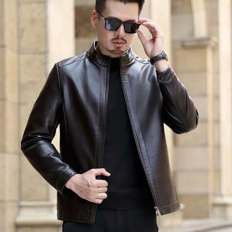 Mens Haining Genuine Leather Jaet Autumn Winter Thiened Soft Leather Coat Middle-Aged Dad Casual Sle eepskin Outerwear WarmT251204