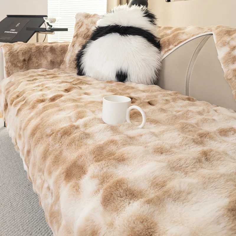 Gradient Bubble Faux Rabbit Plush Sofa Cushion Thick Anti-Slip Sofa Cover for Autumn and Winter Cozy Home Decor for Living Room M251204 - view 4