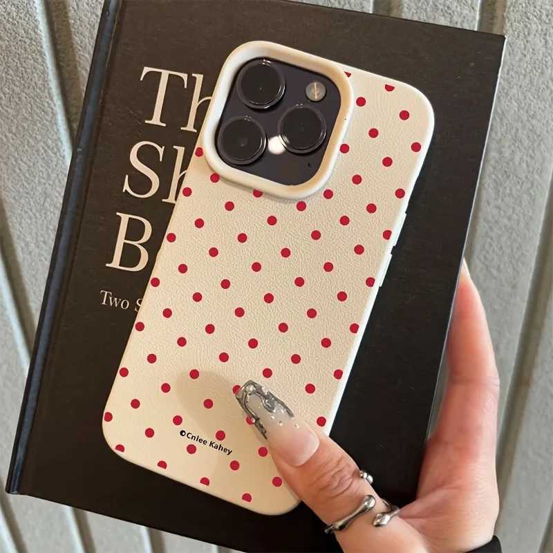 Chic Rose Red Polka Dot Design Lichee Pattern Phone Case For iPhone 17 16 15 14 13 12 11 Pro Max XS X XR 16E 16 Plus 17Air Cover H251203