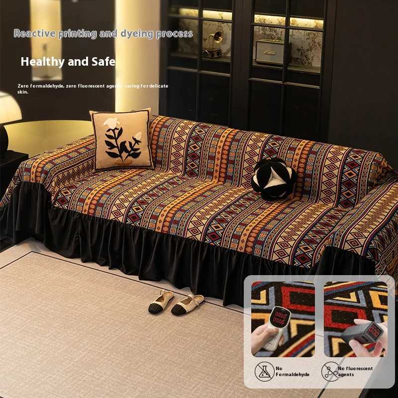 Cat Proof Sofa Cover with Ruffle Full Coverage Reversible Slipcover 2/3/4 Seater Couch Scratch Resistant Protector M251204 - view 3