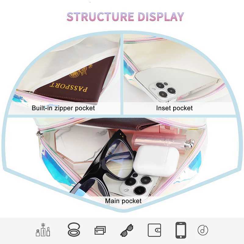 TINYAT Waterproof TPU Waist Bag for Women Laser Crossbody Bag Beach Lightweight Summer Shell Bag Female Fashionable TravelT251204