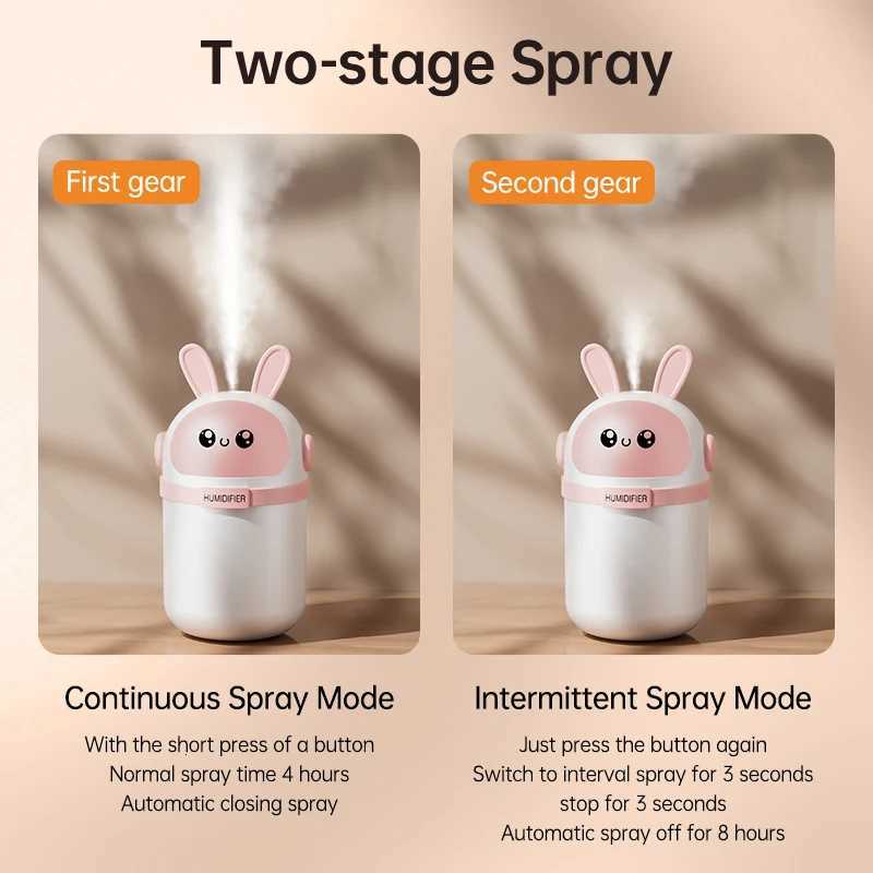 Mars Rabbit Mini Air Humidifier 180ML Cute Cartoon Ara Diffuser Essential Oils Per Color Lights for Car Bedro He Gift C251204
