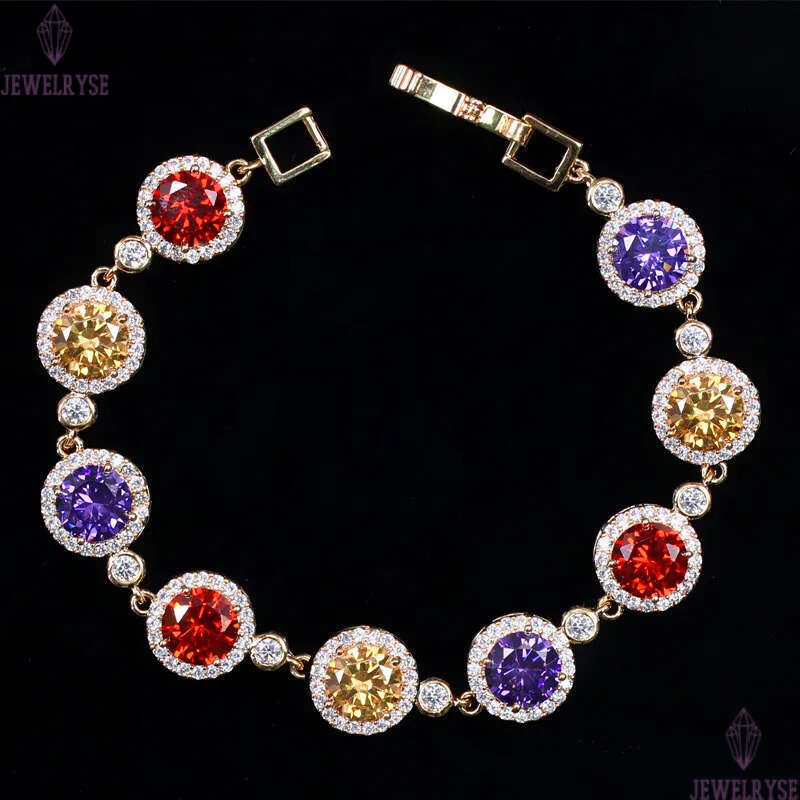 crystal diamond tennis bracelet jewerly designer for women round square iced out chain colorful AAA zirconia copper silver charm luxury bracelets woma