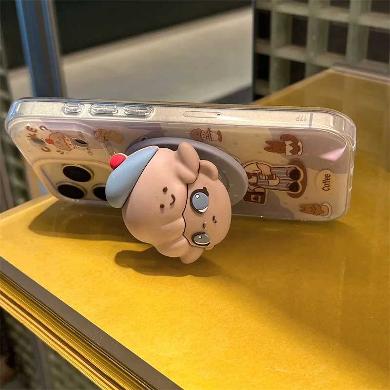 Funny Cute Cartoon Magnetic Phone Case For iPhone 17 14 15 16 Pro Max Back Cover with Stand Shockproof Cases For Capa H251203