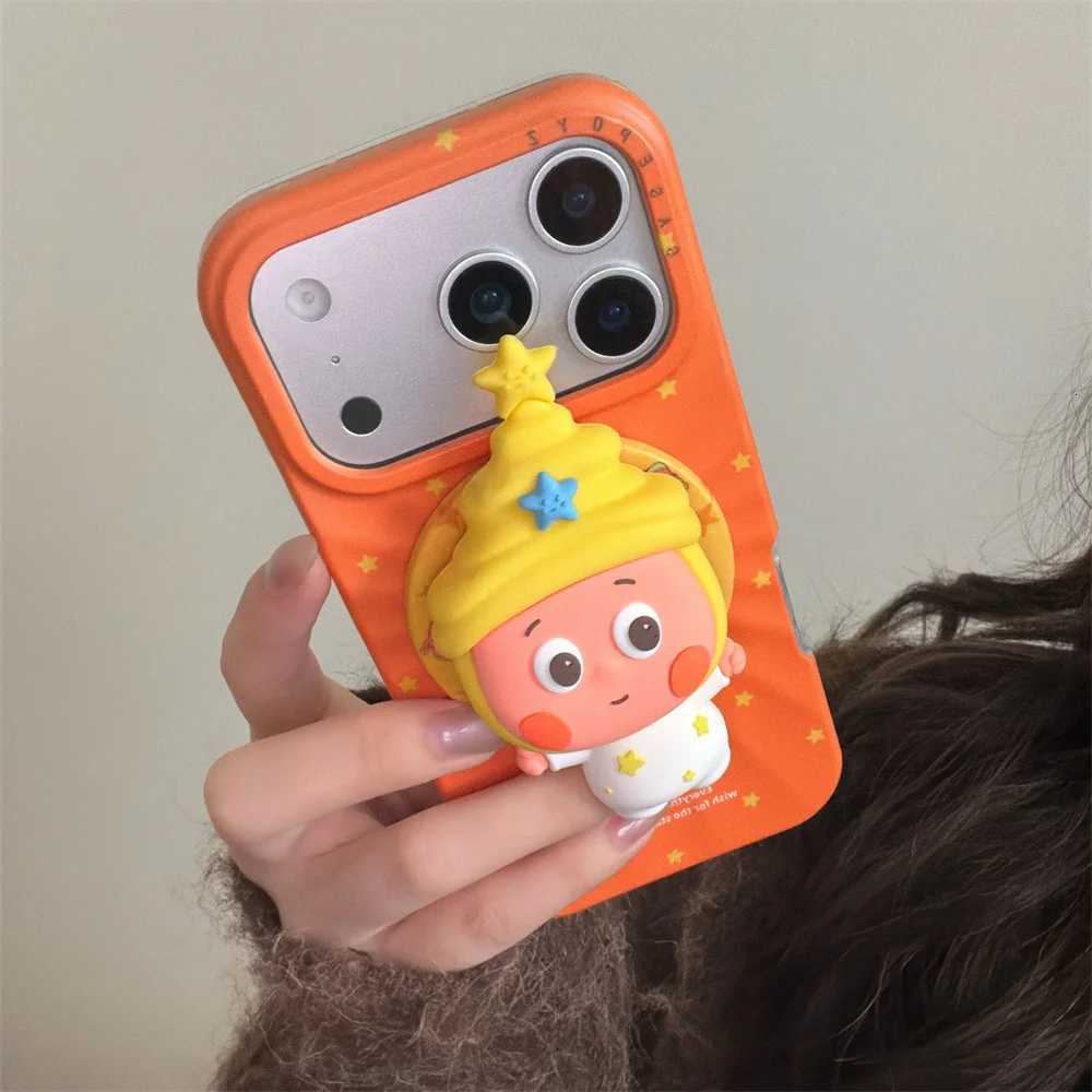 Cute Cartoon Star With Magnetic Stand Phone Case For iPhone 17 Pro Max 16 Pro 14 15 Cases Protective Cover Holder Fundas H251203