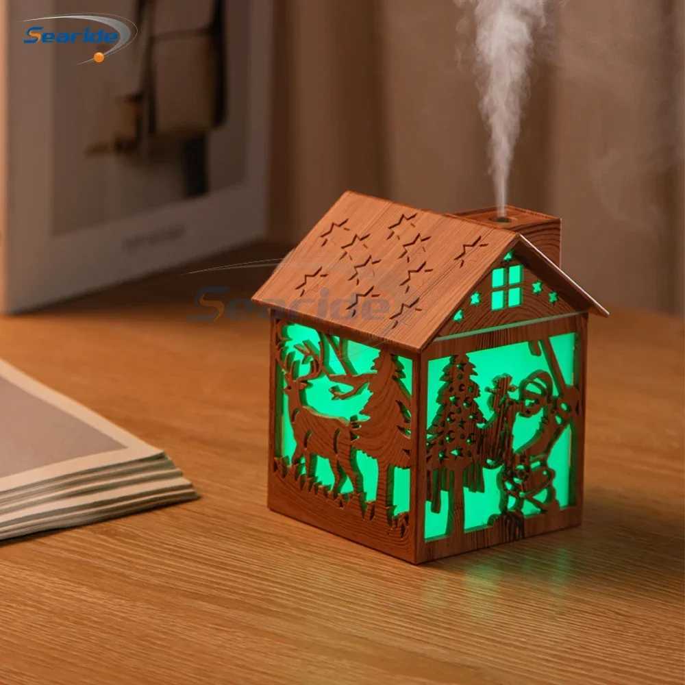 Wooden House Air Humidifier USB 240ML Ara Diffuser Essential Oils Color Night Light for He Bedro Christmas Gifts C251204