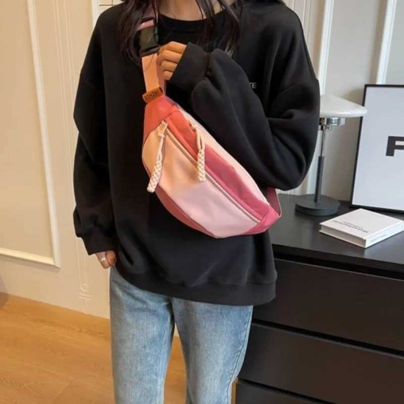 2025 New Arrival Chic Leisure Sports Chest Bag for Young Girls in Pink Canvas Crossbody Fanny Pack with Unique Versatile DesignT251204