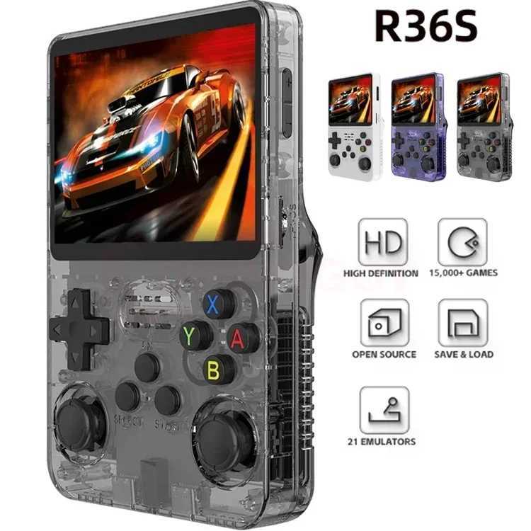 Open Source R36S Retro Handheld Game Console ARKOS 20 35Inch IPS Sn 64G/128G Portable Pocket Video Player Kids Xmas Gift H251204