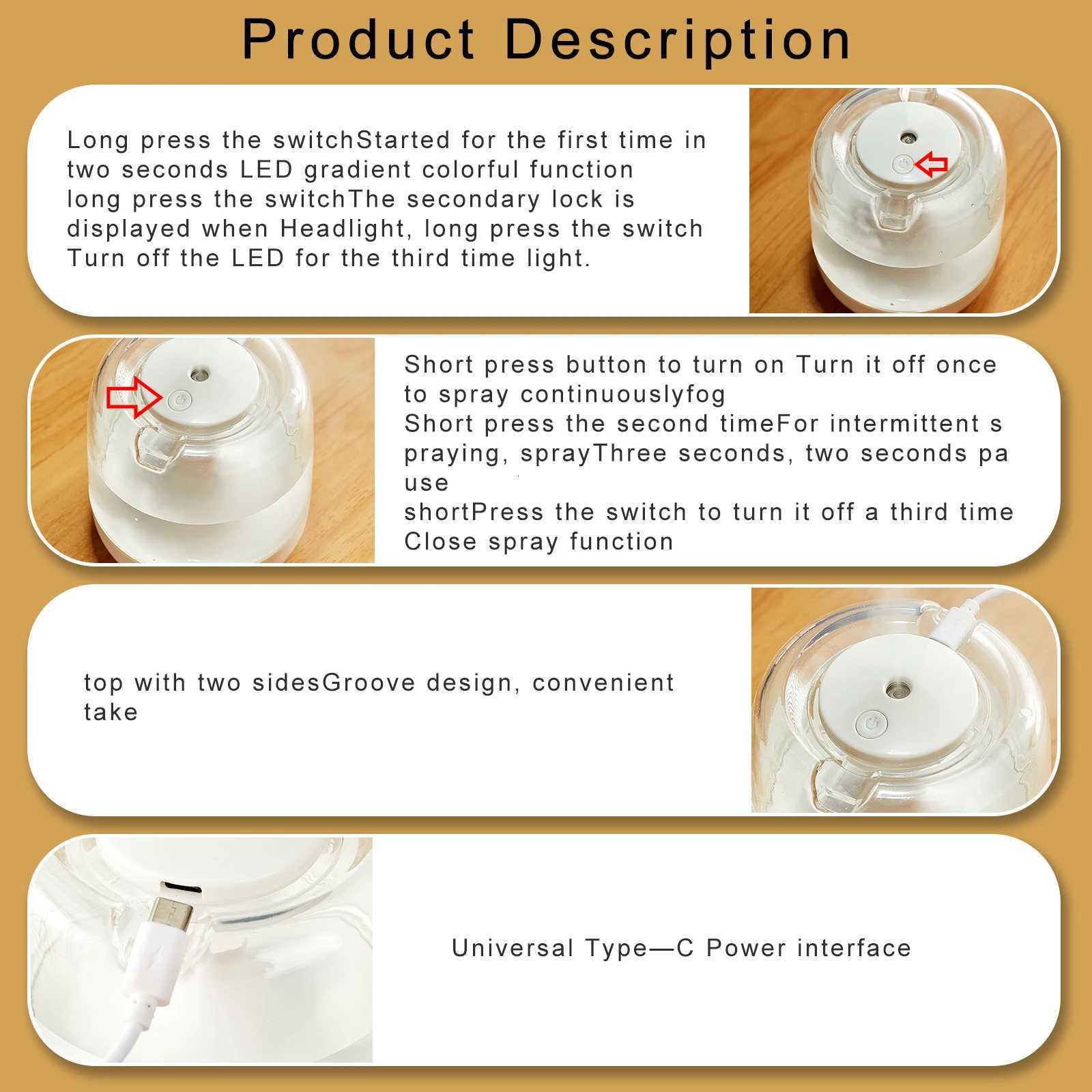 Colorf light small humidifier bedro off he mute big spray mini air usb humidifier C251204