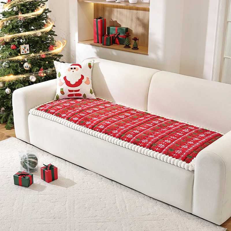 2025 Thick Christmas Red Sofa Cover Fabric Anti Slip and Cat Scratch Resistant Soft Straight Sofa Cushion Creates An Atmosphere M251204 - view 4