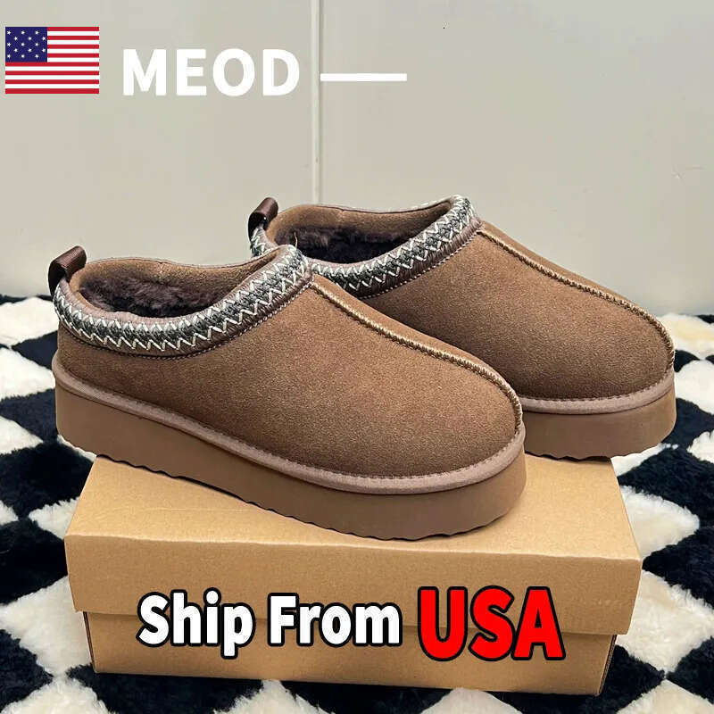MEOD FUR Slippers Shoes Platform Snow Boots Designer Womens Fashion Tazz Scuffs Ultra Mini Chestnut Wool Slides Fluffy Leather Women Fast Ship With Bo