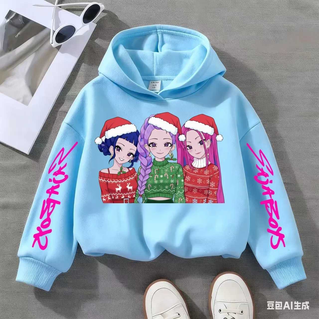 KPop Demon Hunter Christmas Childrens Sweater Autumn New Boys Girls Fashion Street Pullover Childrens Clothing entry luxW251204