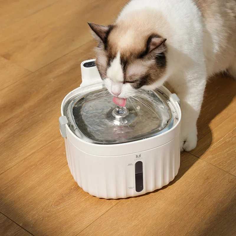 Wireless Available Cat Water Fountain Whit Sensor Filter Automatic Drinker Stainles Steel Pet Feeder USB cable/Battery Operated M251204