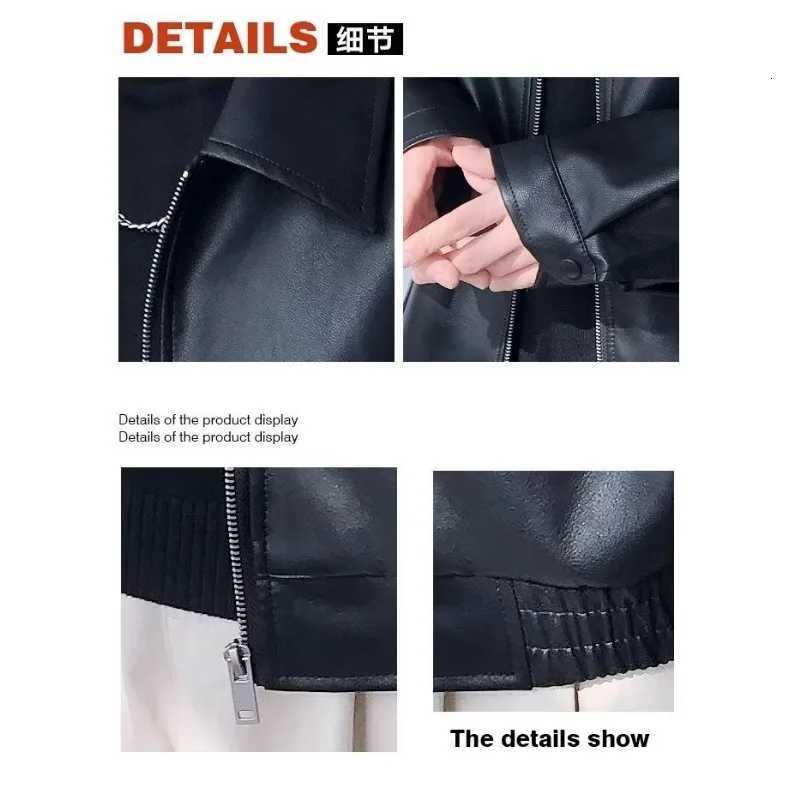 New Spliced lapel Zipper Pocket Mens Motorcycle Casual Handsome Retro Autumn and Winter PU Leather JacketT251204