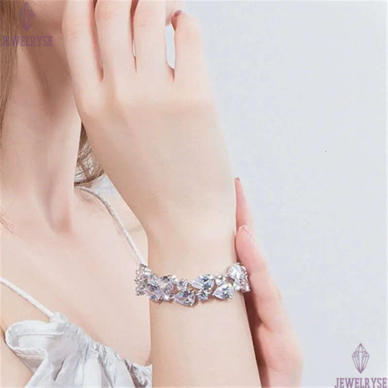 top multicolor pear tennis designer for woman 18k gold diamond wedding bracelets chain green purple white AAA CZ womens luxury jewelry gift box