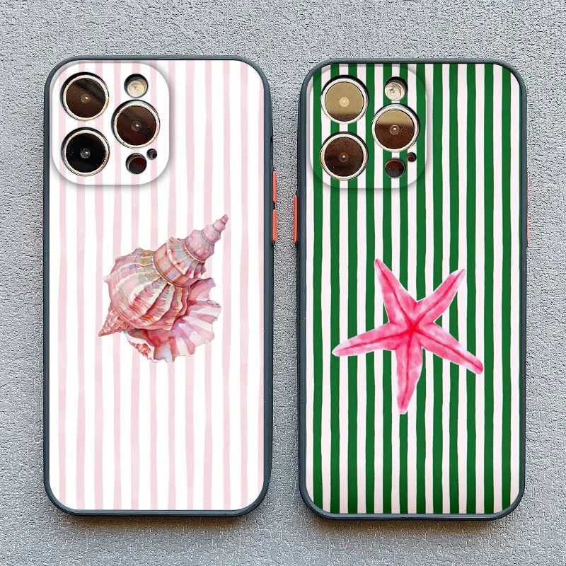 Colorf Marine Organism Striped Base Color Phone Case For iPhone 13 12 11 Pro Max Mini 16 15 14 Pro Max Plus X XR XS SE2 Covers H251203