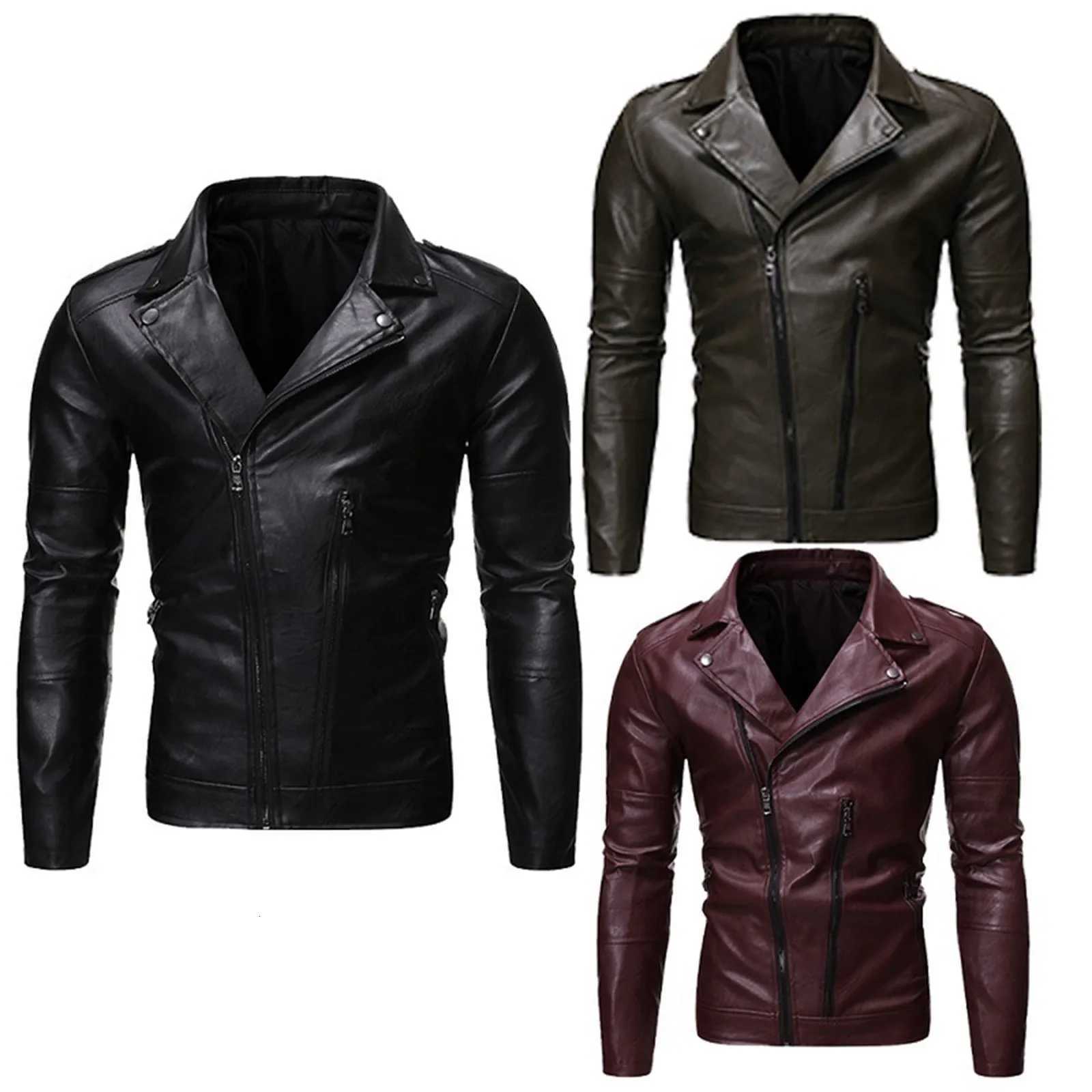 Male And Winter Solid Color Leather Jacket Warm Coat Jacket Stand Long Sleeve Pocket Fashion Coat Mens clothing chaquetaT251204