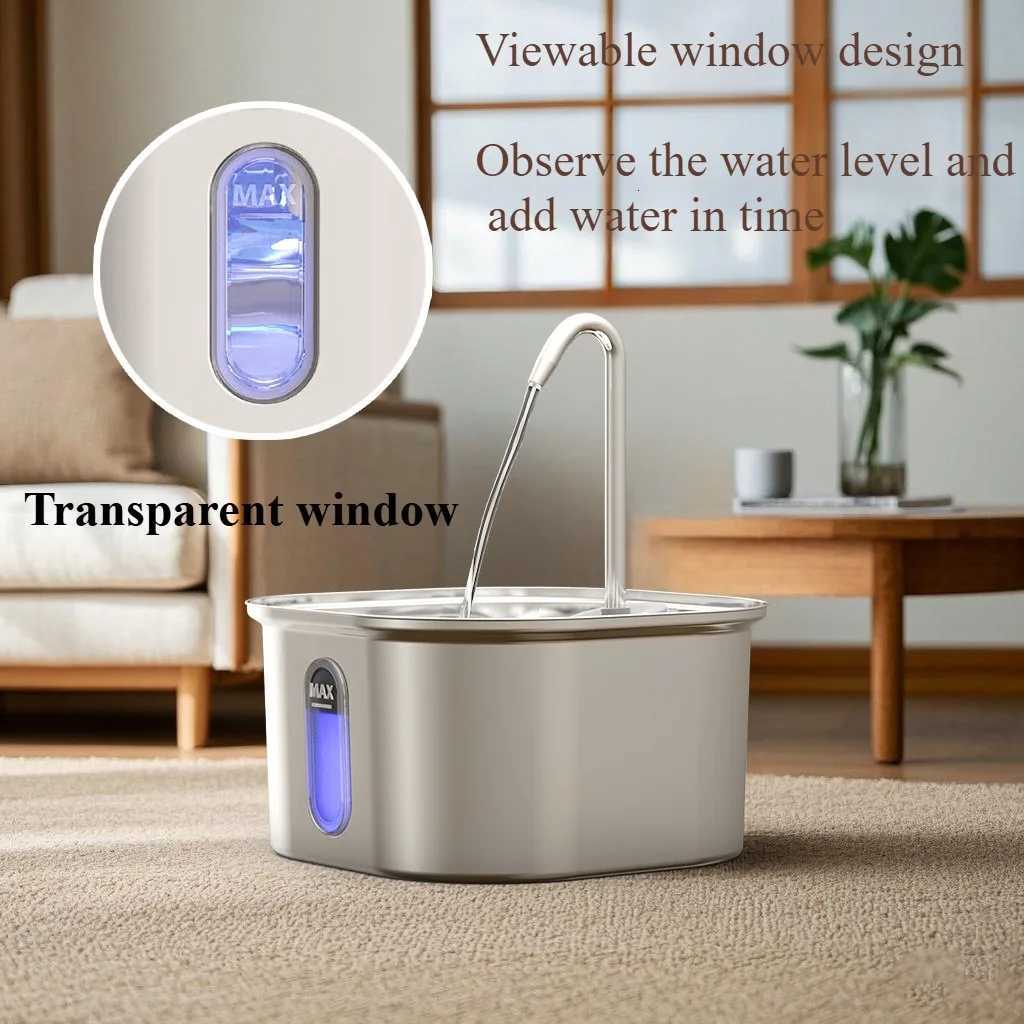Automatic Cat Water Fountain Stainless Steel Pet Fountain Dog Water Dispenser With USB Electric Ultra-Quiet Pump Cat Supplies M251204