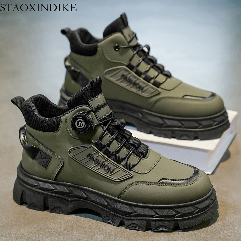 Men's Shoes Autumn Winter New Style Single Cotton Optional High-top Casual Shoes Men's Versatile Martin Boots Outdoor Sports Shoes Men