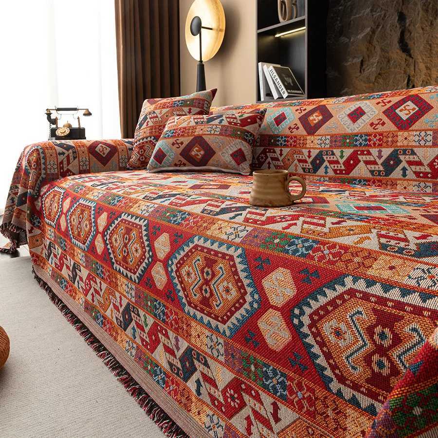 1PC Bohemian Style Sofa Cover Vintage Sofa Blanket Pet Scratch Proof for Bedroom Office Living Room Home Decor for New Year M251204 - view 3
