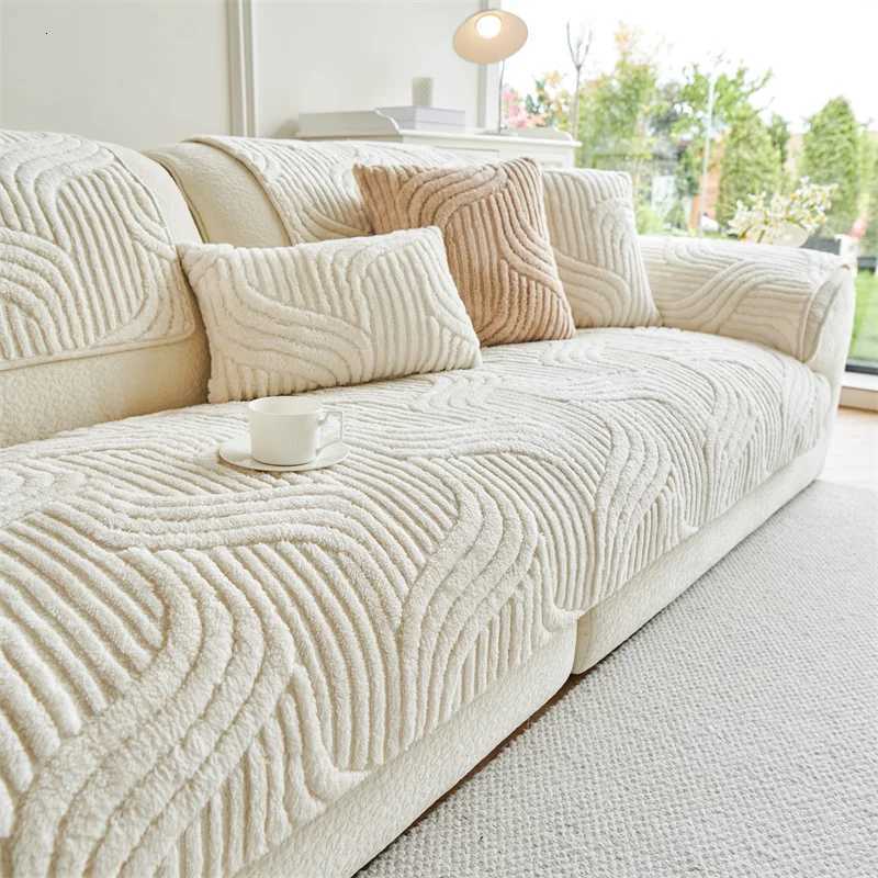 Shu Cotton Velvet Jacquard Sofa Cushion Winter Thickeneded Cover Soft and Comfortable Modern Simple Wind Cover Cat Cushion Plush Sofa Cover M251204 - view 4
