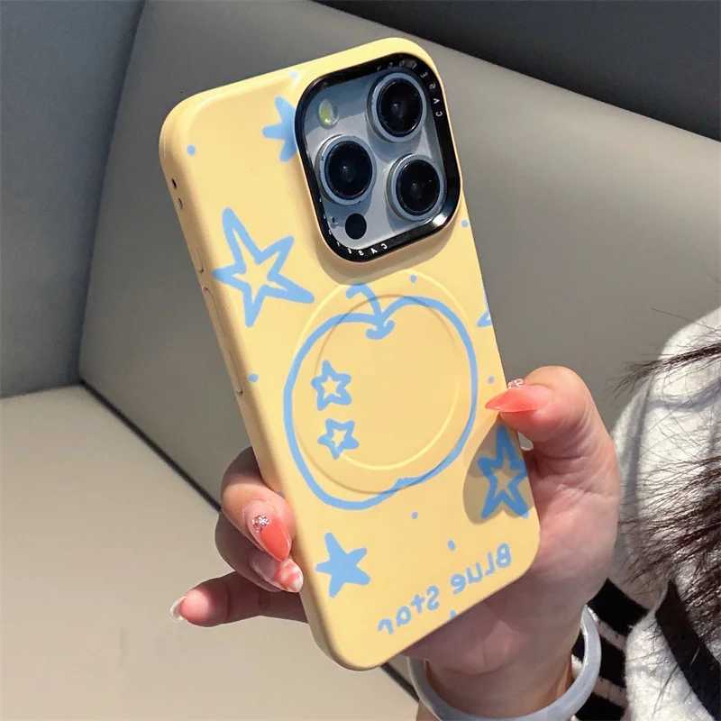 Korean Line Star Cute Magnetic Case For iPhone 16 Pro 15 12 14 13 Pro Max Cover with Stand Holder Phone Case for H251203