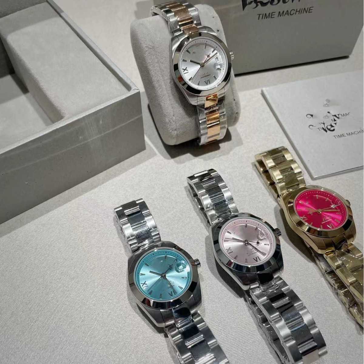 Women's watch, new style, rose red, ice blue, dragon fruit, cherry, small dial, steel band L251204