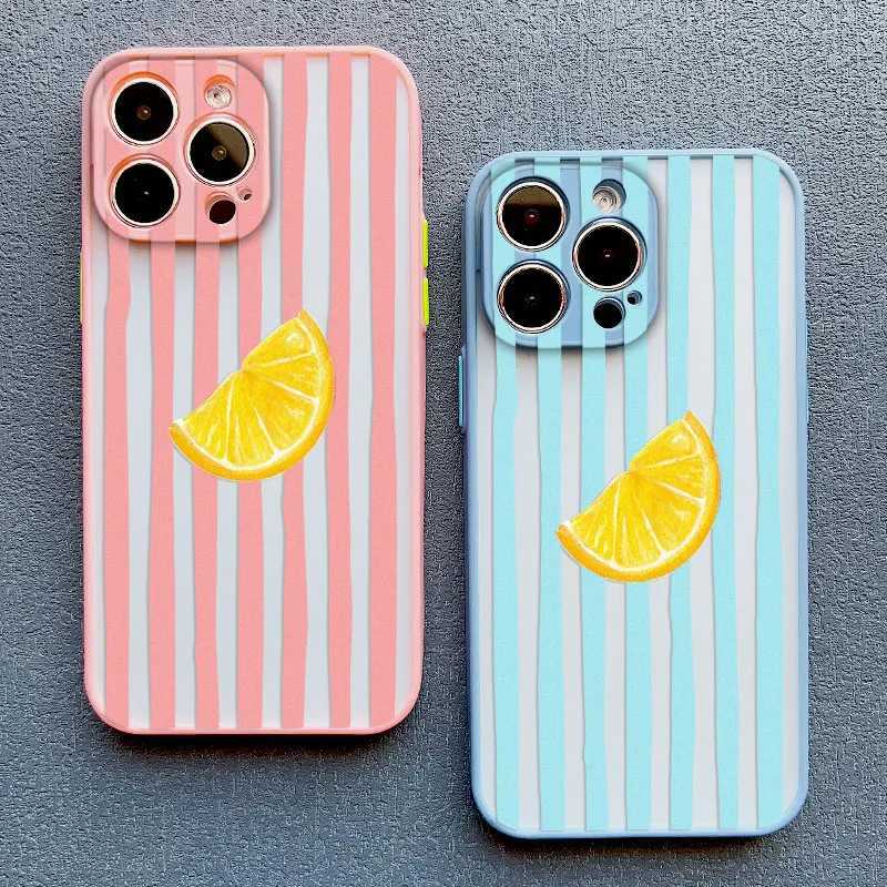 Lemon e Striped Retro Design Phone Case For iPhone 13 14 15 Pro Max Plus 16 12 Mini 11 Pro Max X XS XR Shockproof Covers H251203