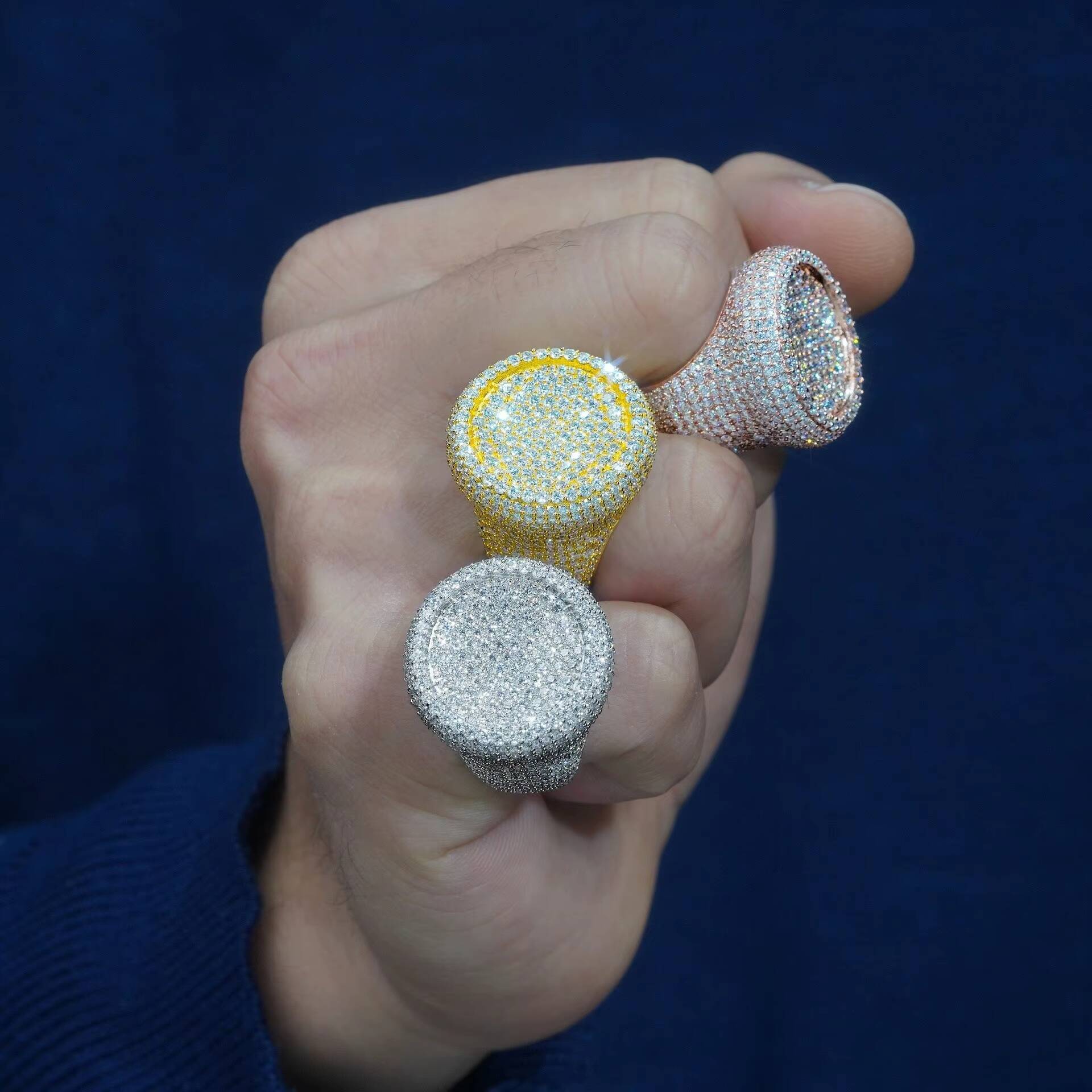 European American S925 Silver Moissanite Rings Fashionable Hand Decorated Boutique Set for Men and Women Explosion-Style
