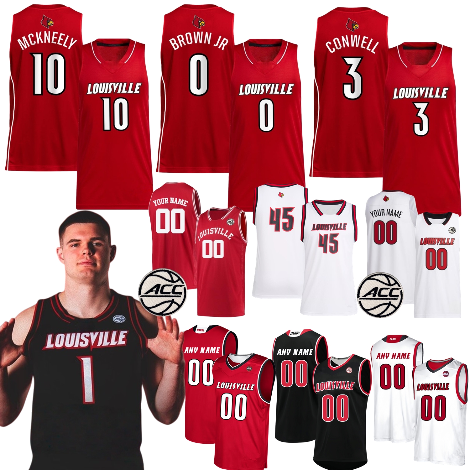 Louisville Basketball Jersey College 3 Ryan Conwell 0 Mikel Brown Jr Jerseys Isaac McKneely Sananda Fru Hadley Wooley Rooths Rodgers Mitchell Rozier Women Youth