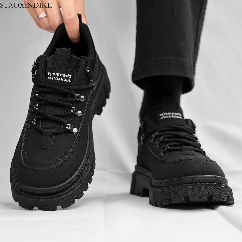 Men's Shoes Autumn 2025 New Outdoor Work Martin Boots Black British Style Office Work Casual Safety Shoes for Men