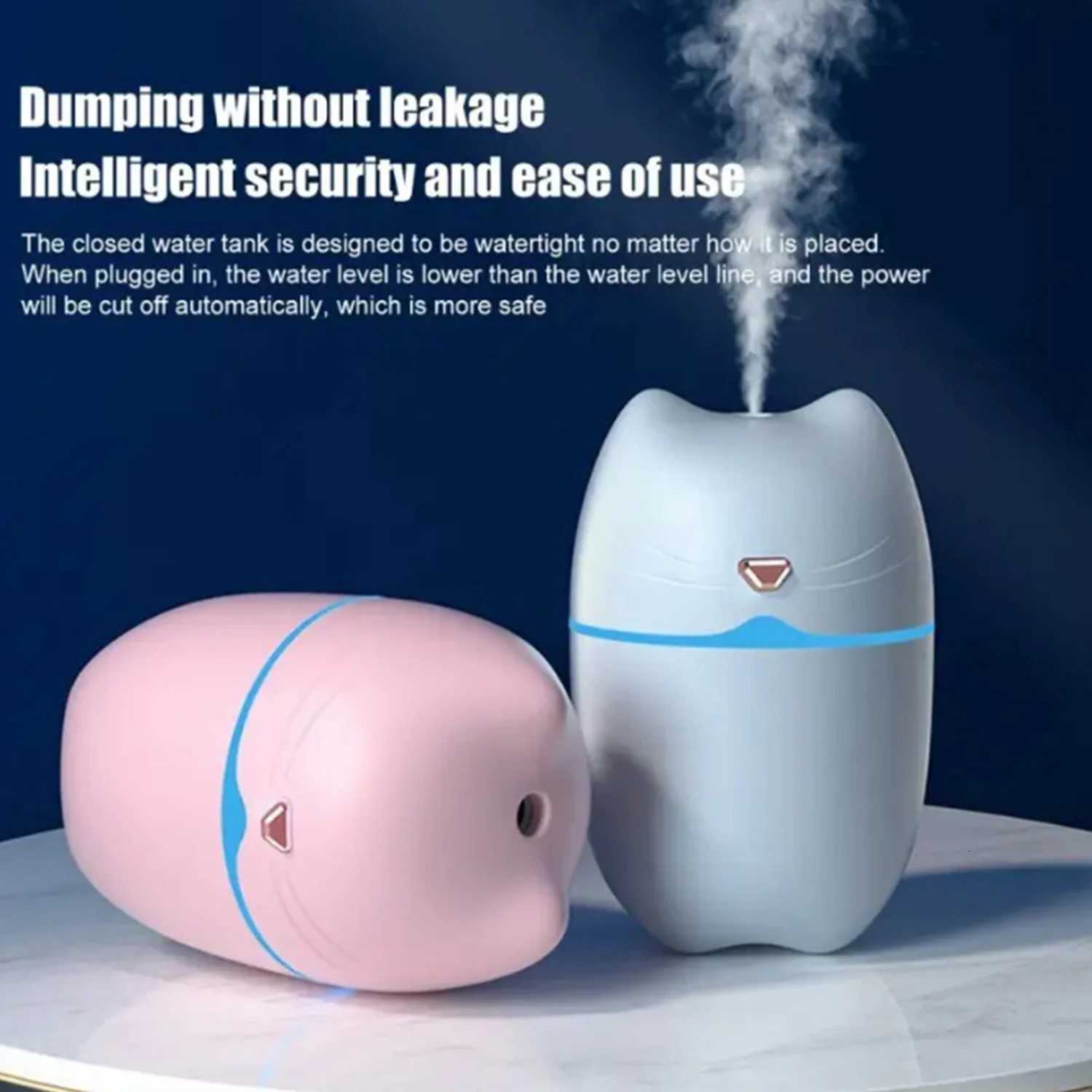 Cpact 260ml Cat Ear Design Small Air Humidifier Mist Diffuser Two Spray Modes with 7 Light Changing for Car Off C251204