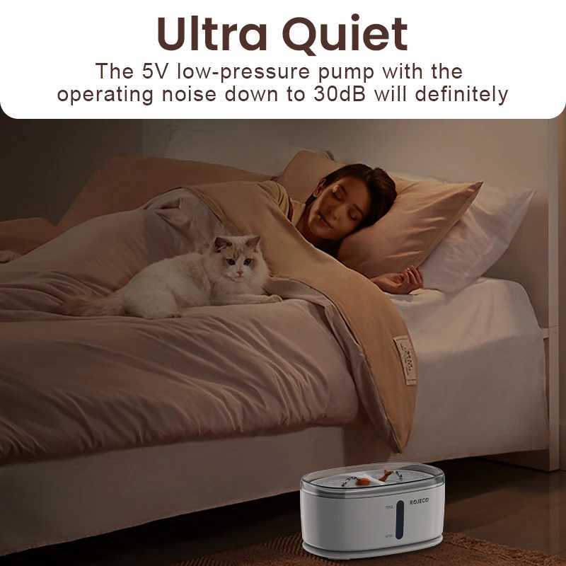 ROJECO Automatic Wireless Cat Water Fountain Dual Cat Drinker Drinking Fountain For Cats Dogs Pet Water Dispenser Accessories M251204