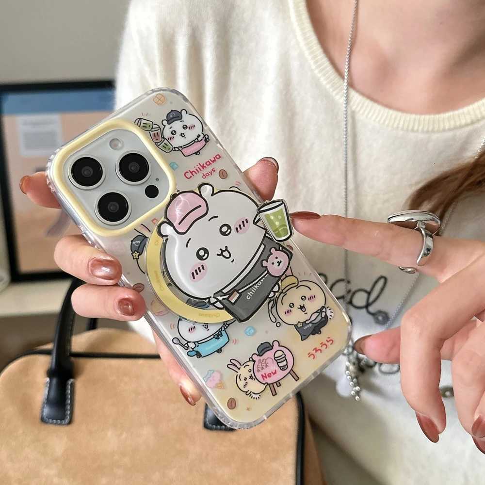 Cute Cartoon Chiikawa Japan Anime Magnetic Holder Wireless Charge Phone Case For iPhone 17 16 15 14 13 Pro Max Cover H251203
