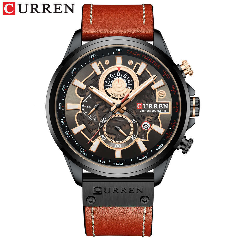 Waterproof Quartz Multifunctional Men's Calendar Leather Strap Watch